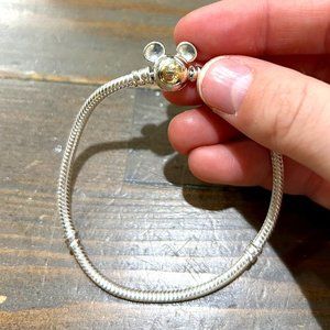 Disney 100 19cm snakechain charm bracelet, Solid Sterling silver, solid 14K gold